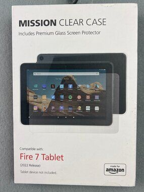 NEW Mission Clear Case for Fire 7 Tablet (2022)w/ Premium Glass Screen Protector
